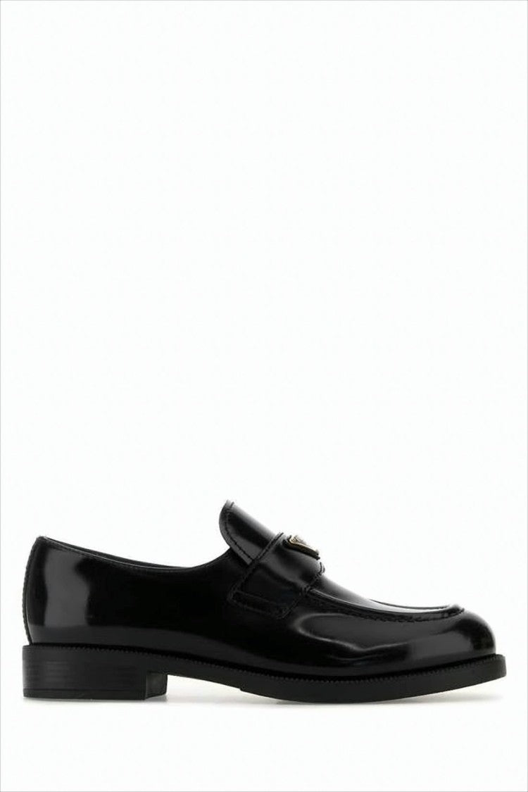 Polished Calf Leather Loafers with Metallic Emblem