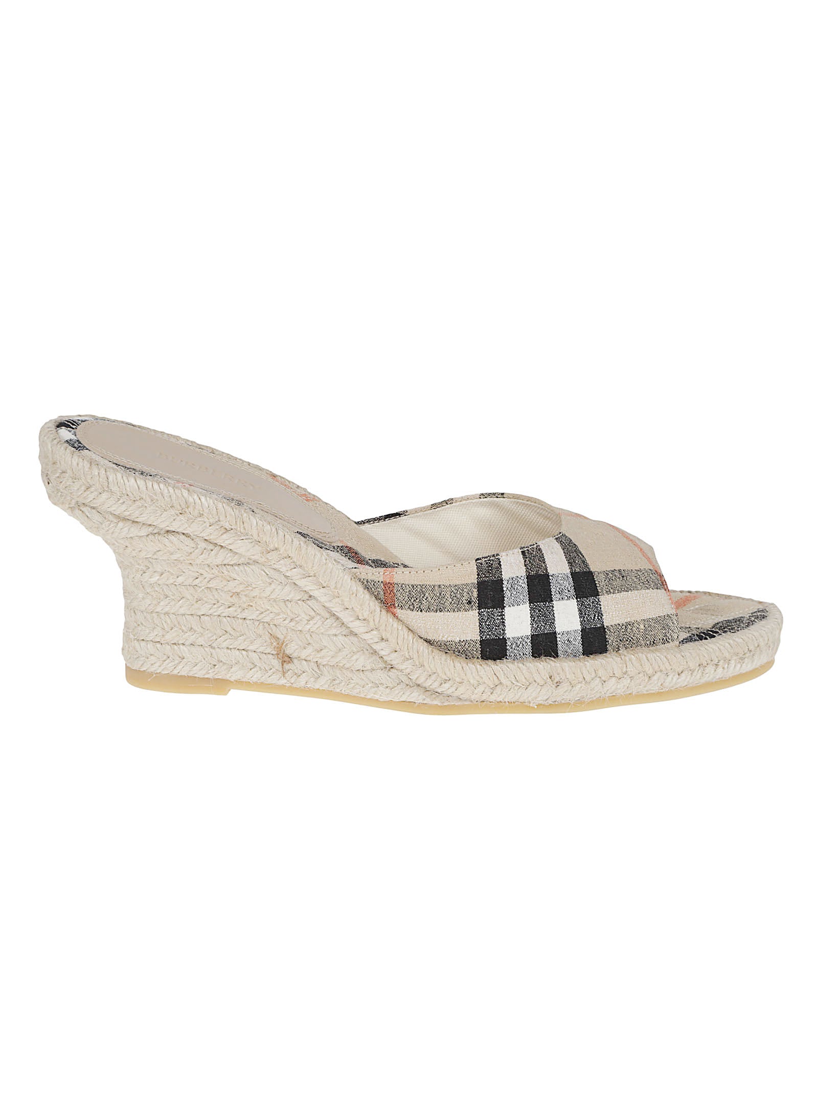Open-Toe Mule Espadrilles with Burberry Check Design