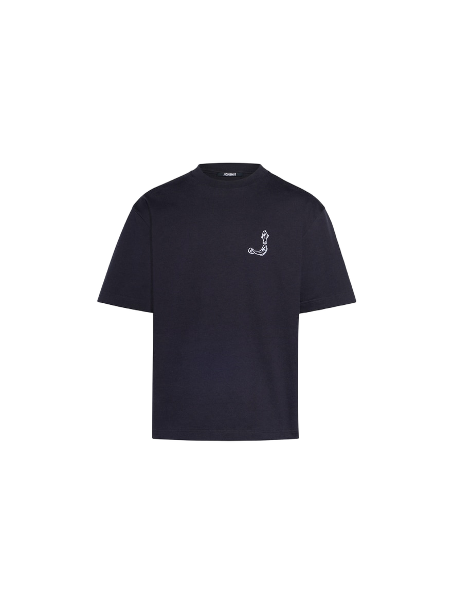 Czarny T-Shirt o luźnym kroju z abstrakcyjną grafiką