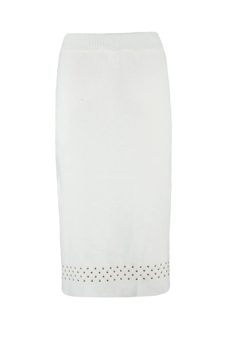 Knit Sheath Skirt - White