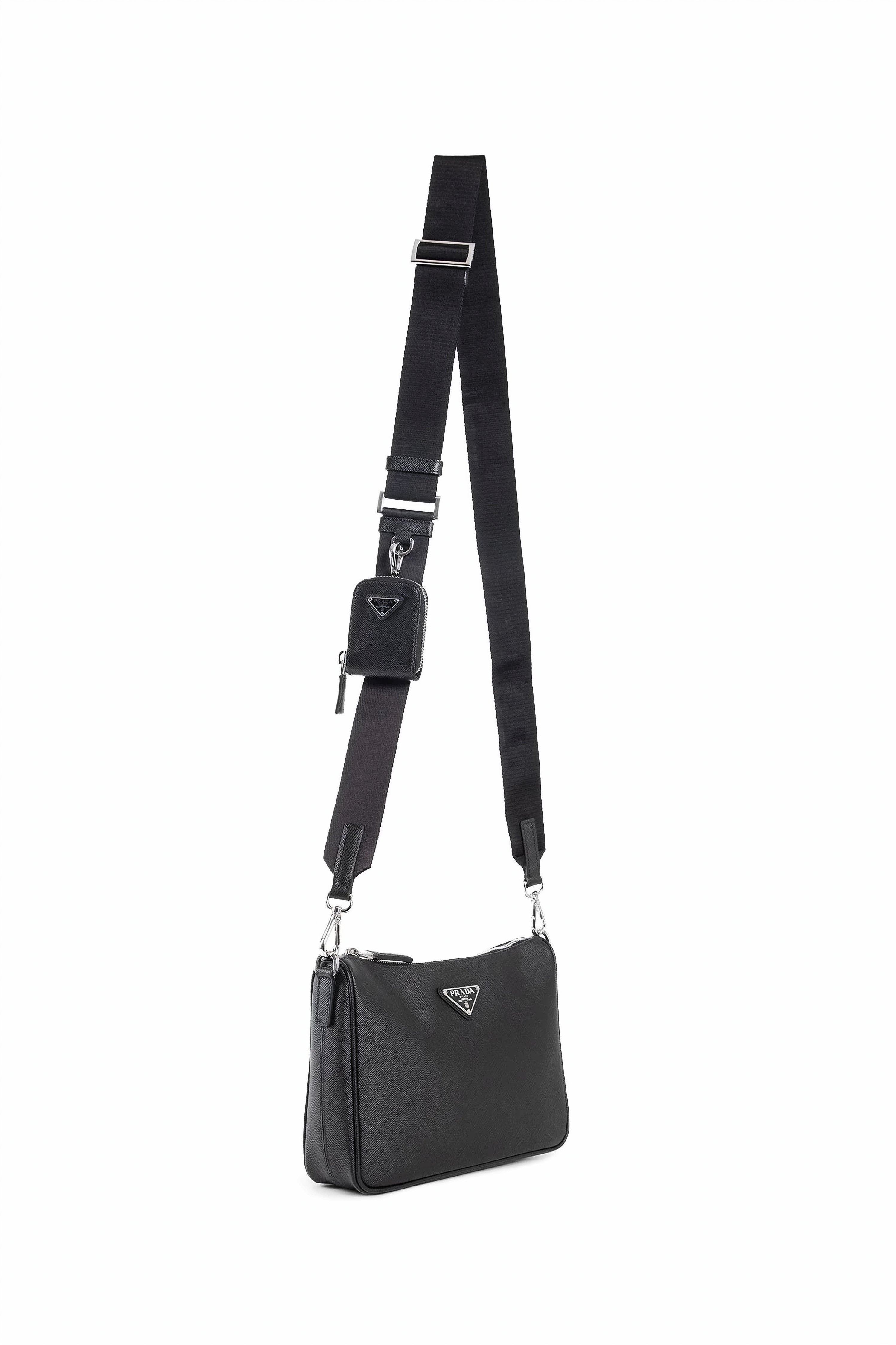 Textured Calf Leather Shoulder Bag with Detachable Strap