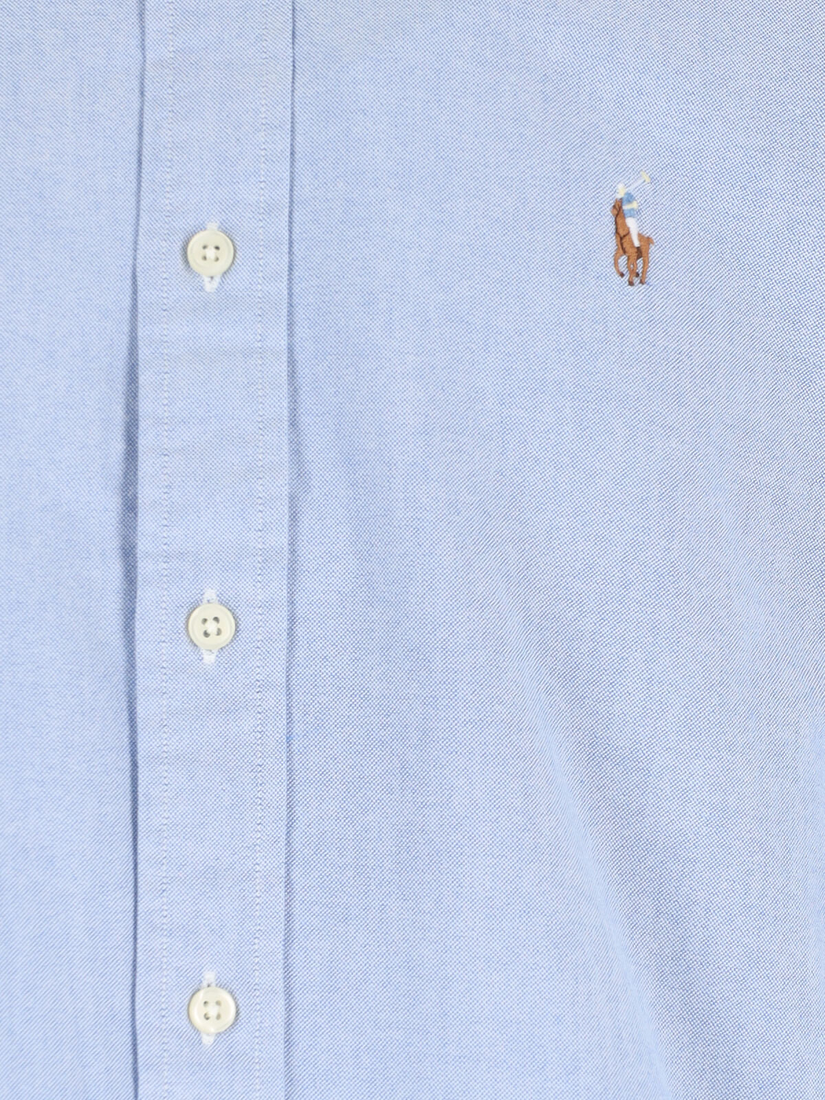 Light Blue Button-Down Cotton Shirt with Embroidered Logo