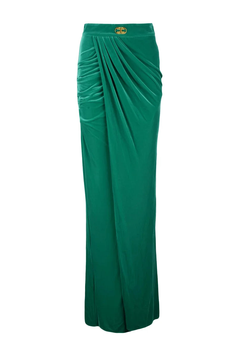 Long Velvet Skirt - Green