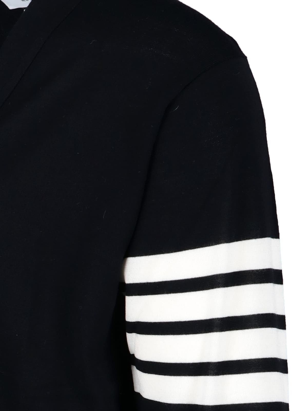 V-Neck Cardigan With Iconic Stripe Detail And Grosgrain Tab