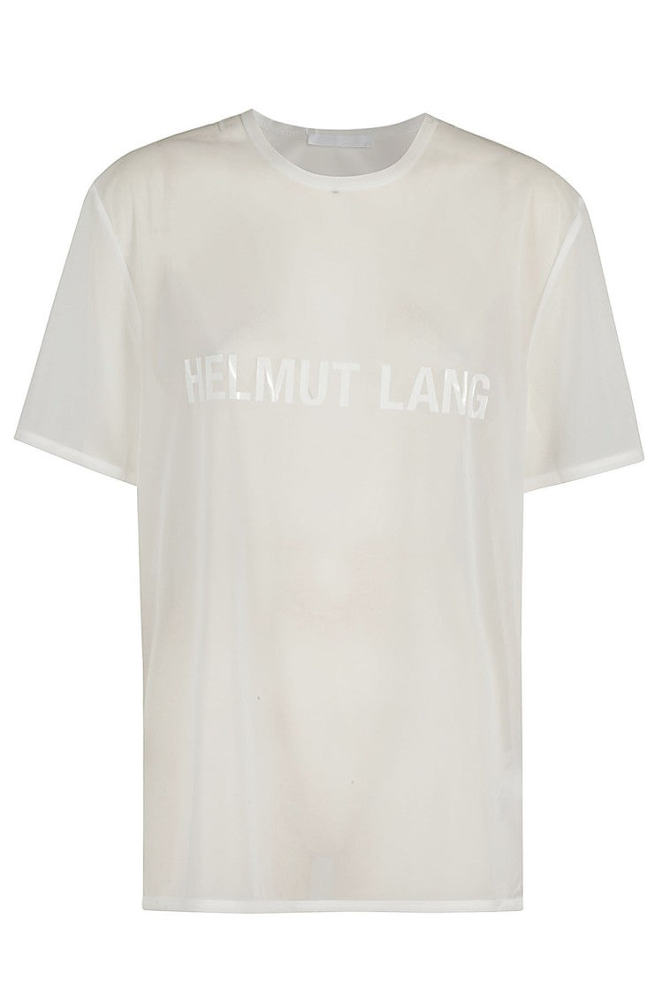 Transparent Chiffon Logo T-Shirt With Crew Neck