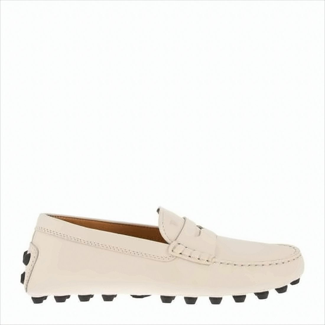 Leather Loafer with Penny Strap and Rubber-Studded Sole