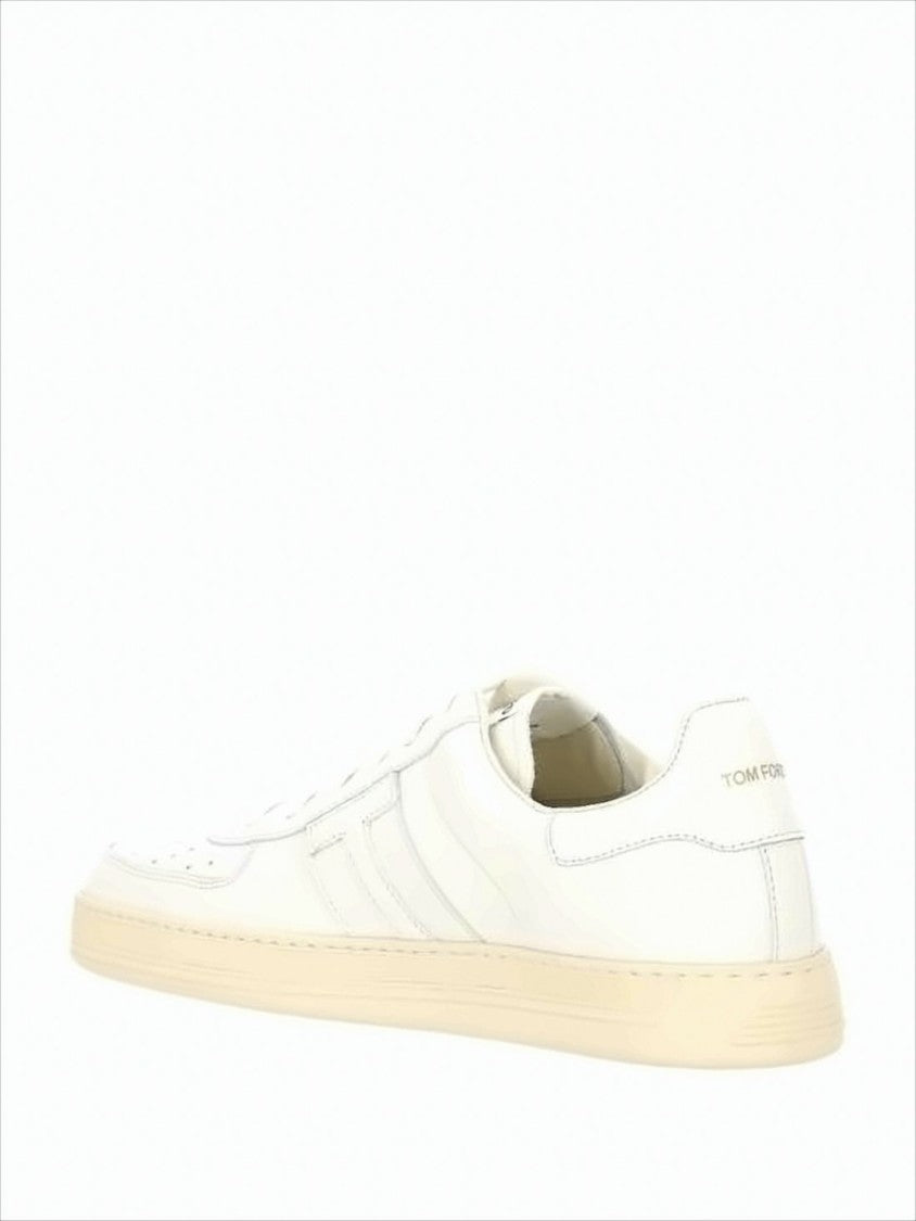 Low-Top Calf Leather Sneakers With Perforated Detailing