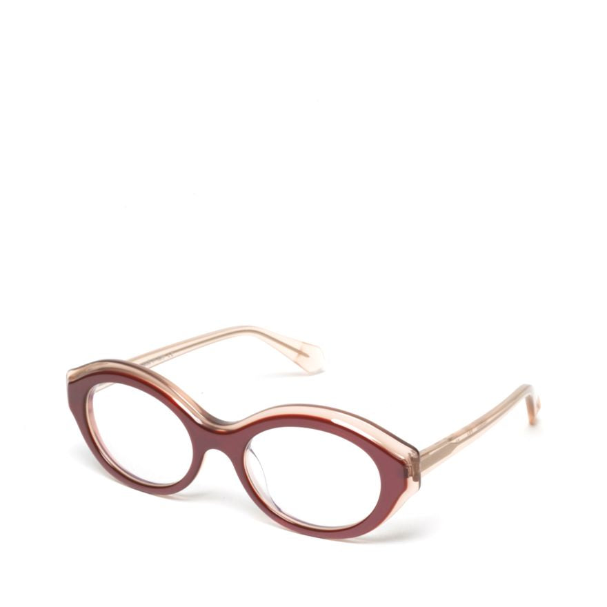 Timeline Oval Frame Eyeglasses in Muted Burgundy with Translucent Temples