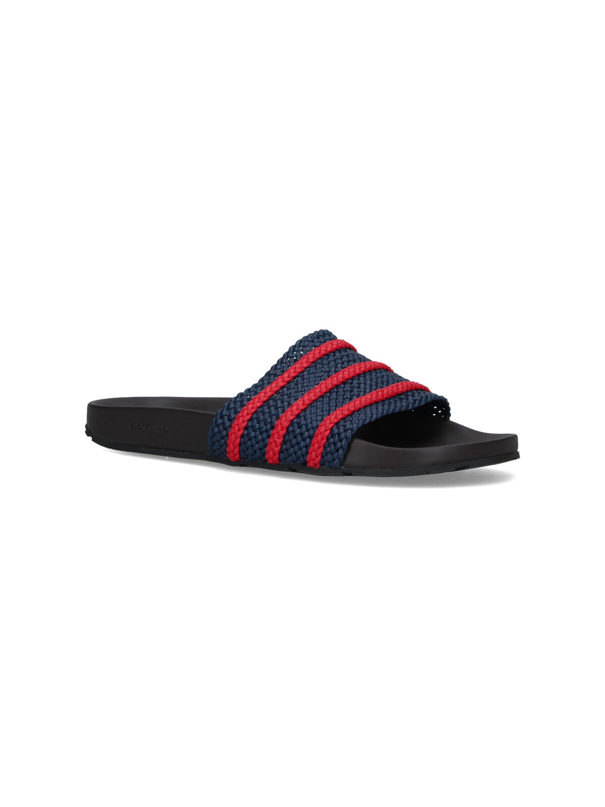 "Adilette" Slides, In Blue Fabric, Dark Tone