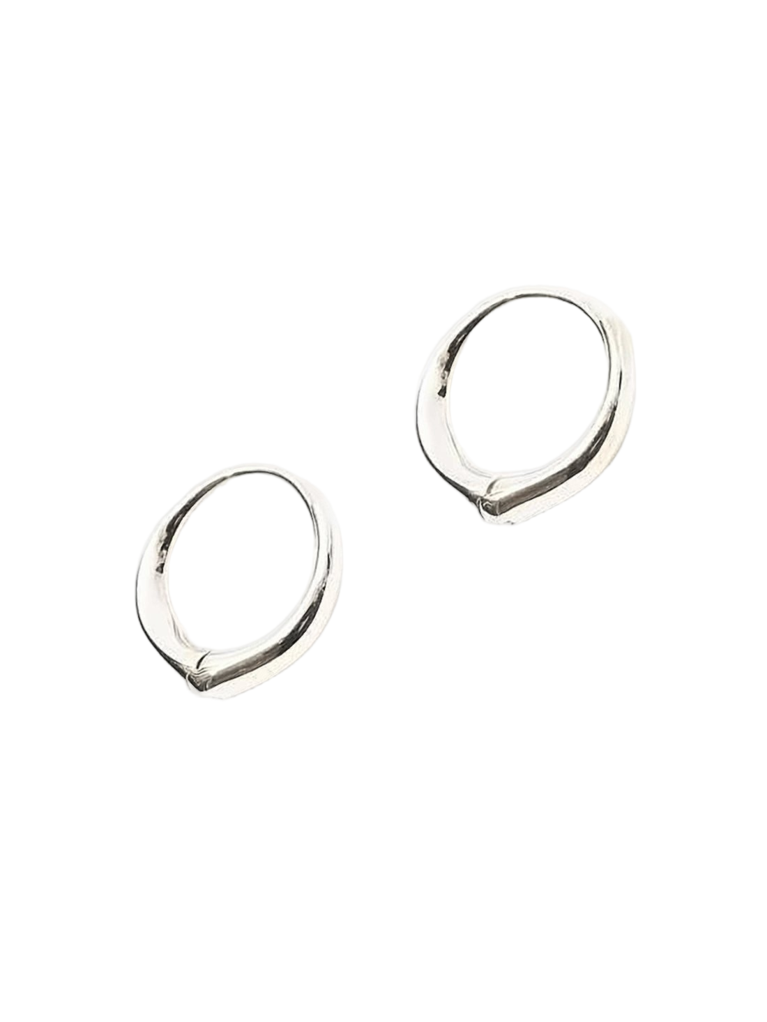 Minimalist Sterling Silver Hoop Earrings With Organic Shape