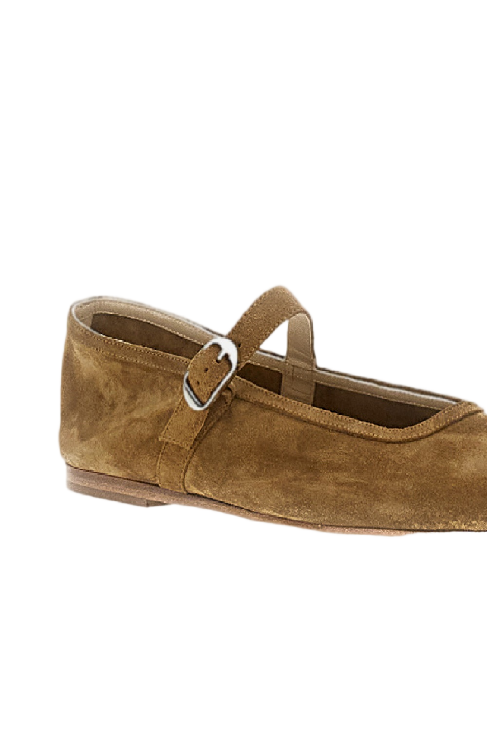 Deconstructed Suede Mary Jane Ballet Flats