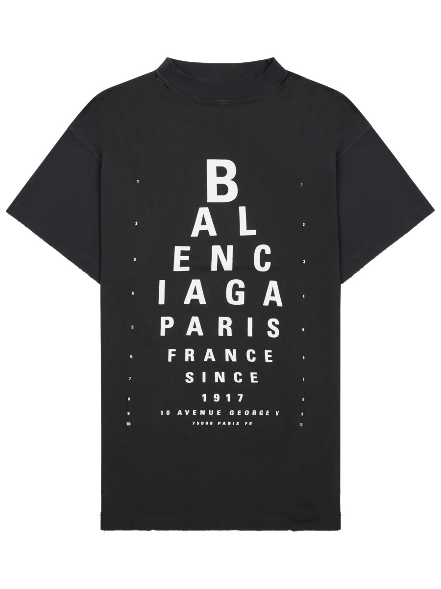 Oversized Black T-Shirt With Eye Chart Print