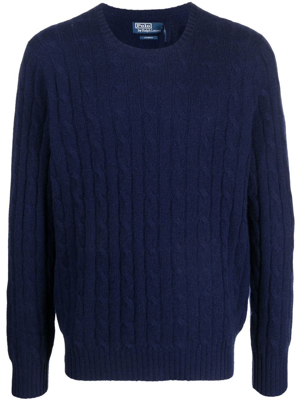 Navy Blue Cable-Knit Cashmere Sweater