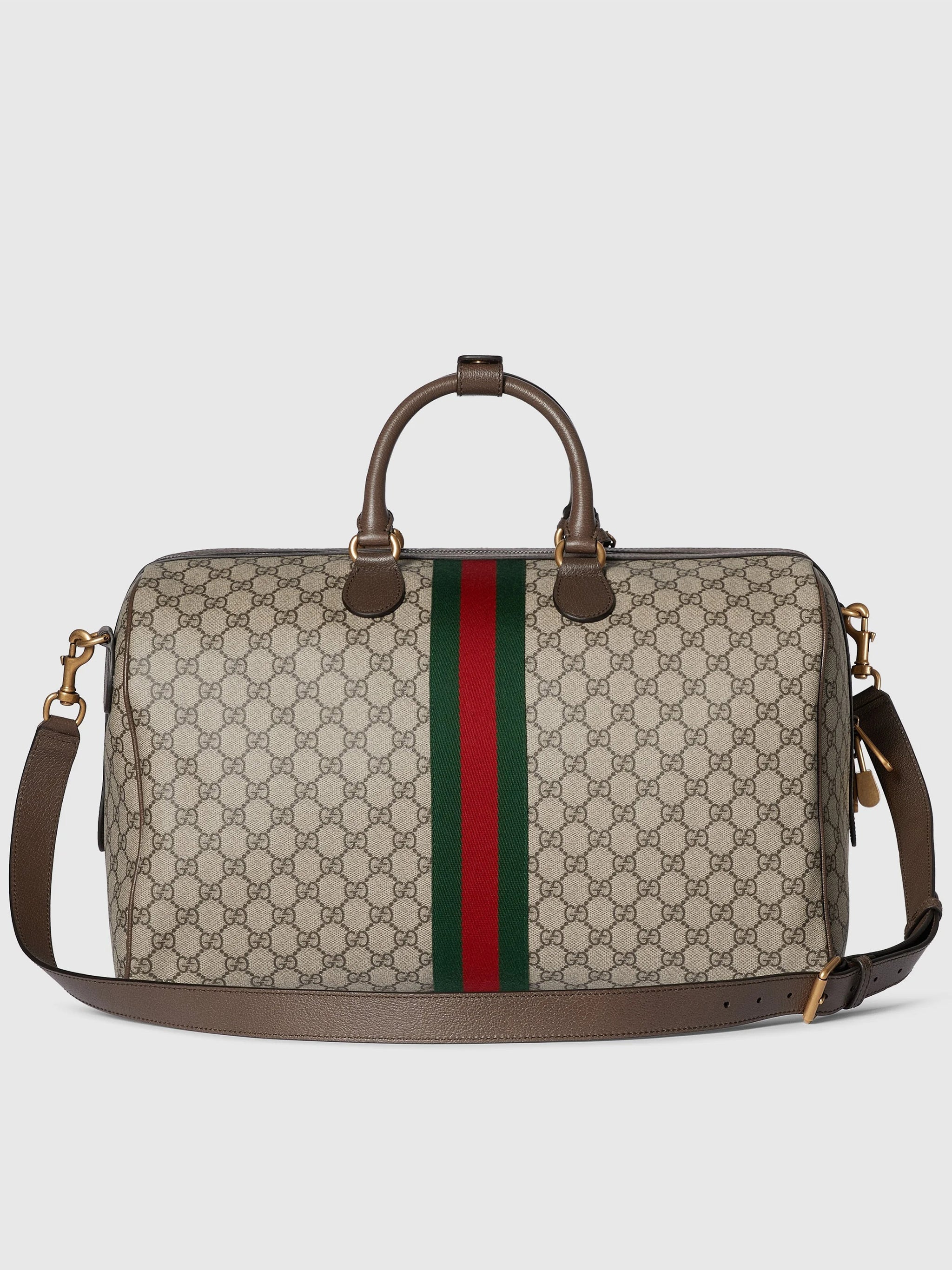 Beige GG Icon Structured Canvas Duffle
