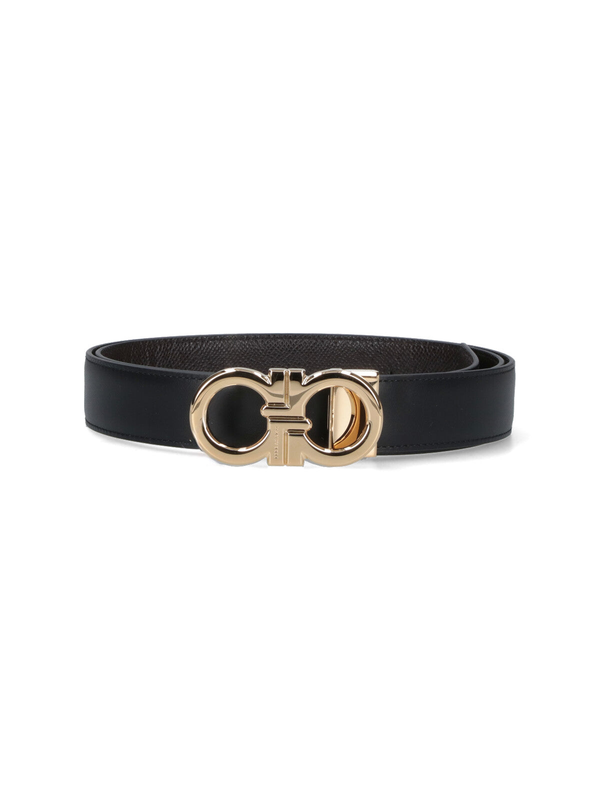 "Gancini" Belt In Black Calfskin
