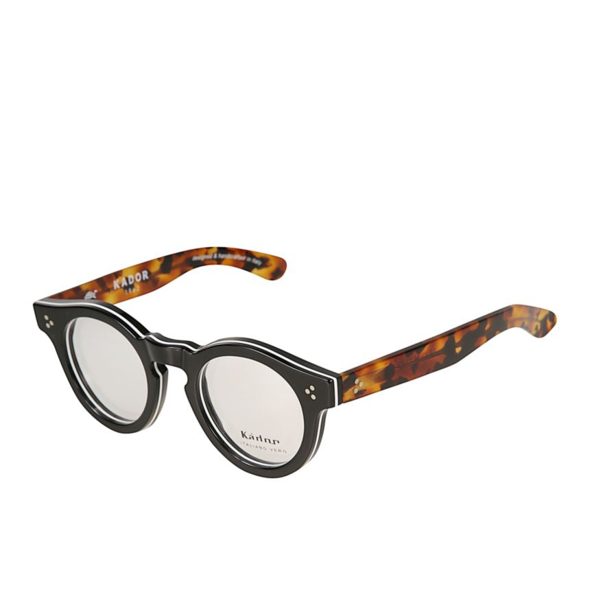 Mondo Bold Round Frame Eyeglasses with Tortoiseshell Temples