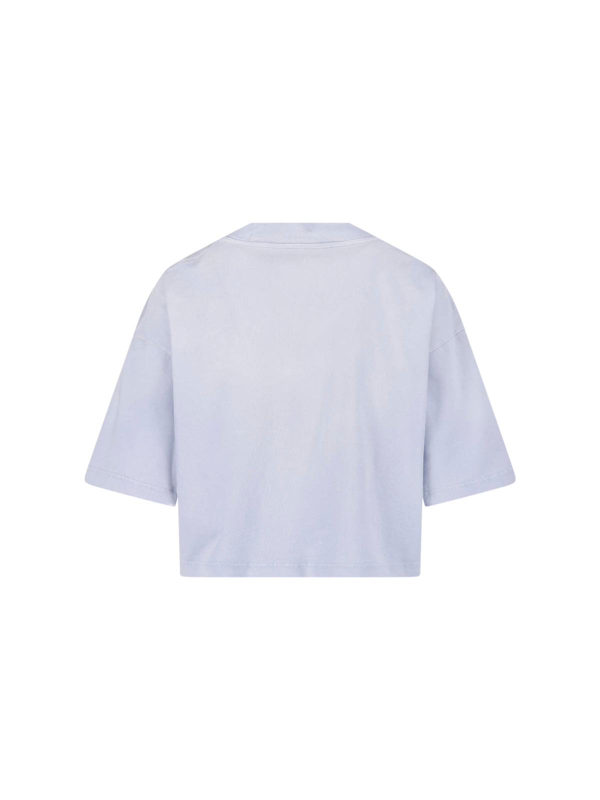 Grey Cropped Logo Cotton T-shirt