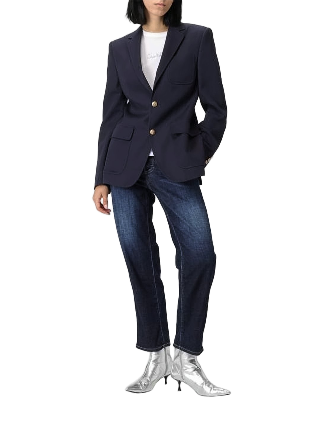 Mid-Rise Indigo Denim Pants with Straight-Leg Silhouette