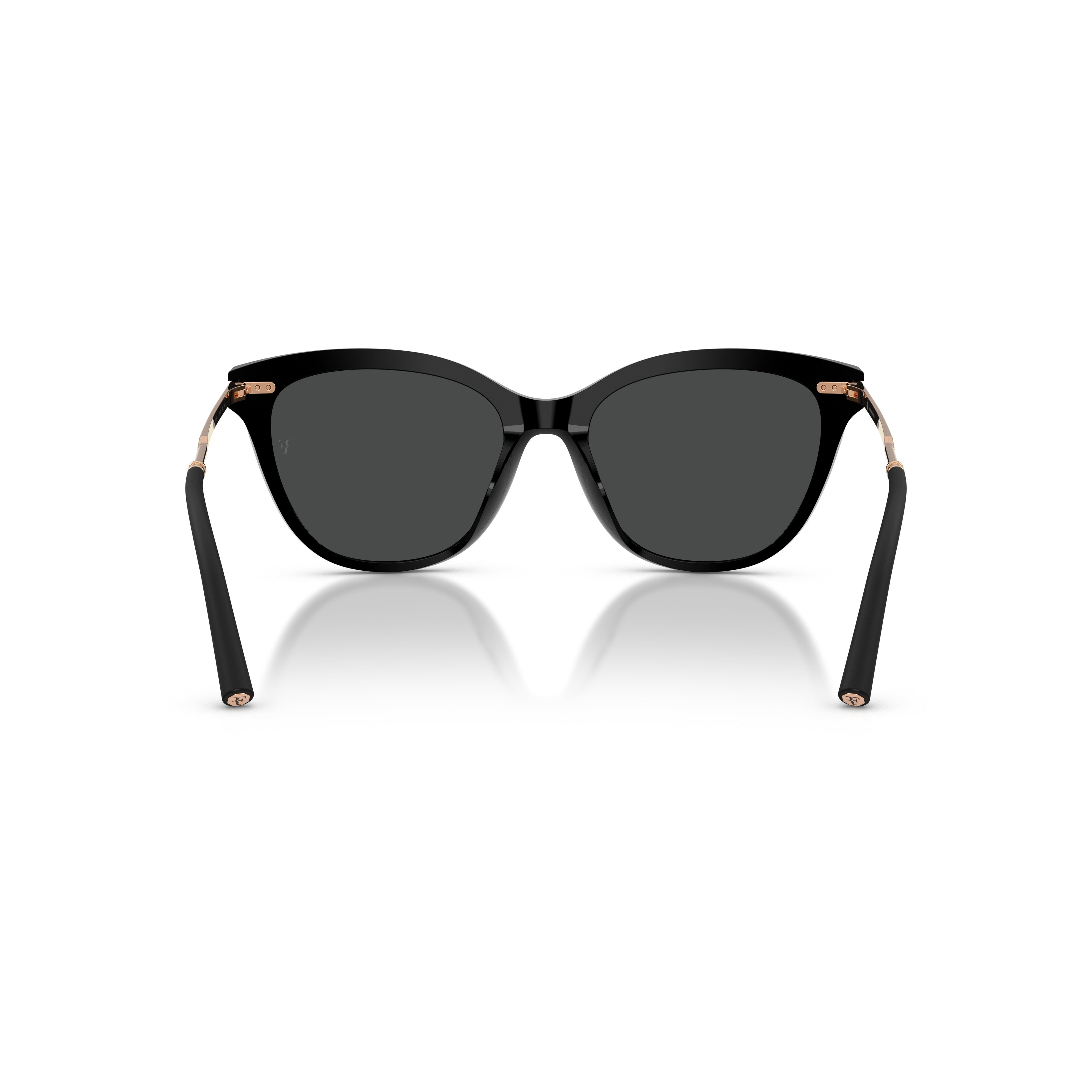 0ov5597su Glossy Black Cat-Eye Sunglasses with Rose Gold Accents