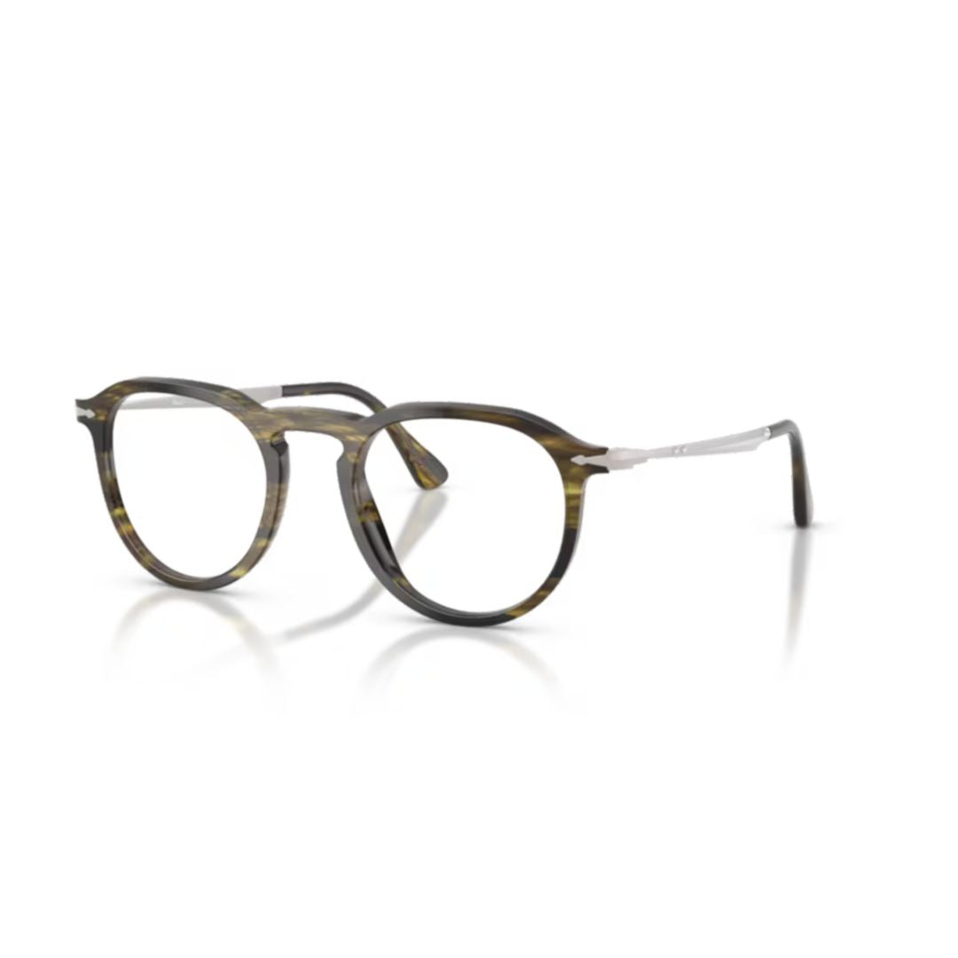0po3387v Round Acetate Tortoiseshell Sunglasses with Metallic Temples