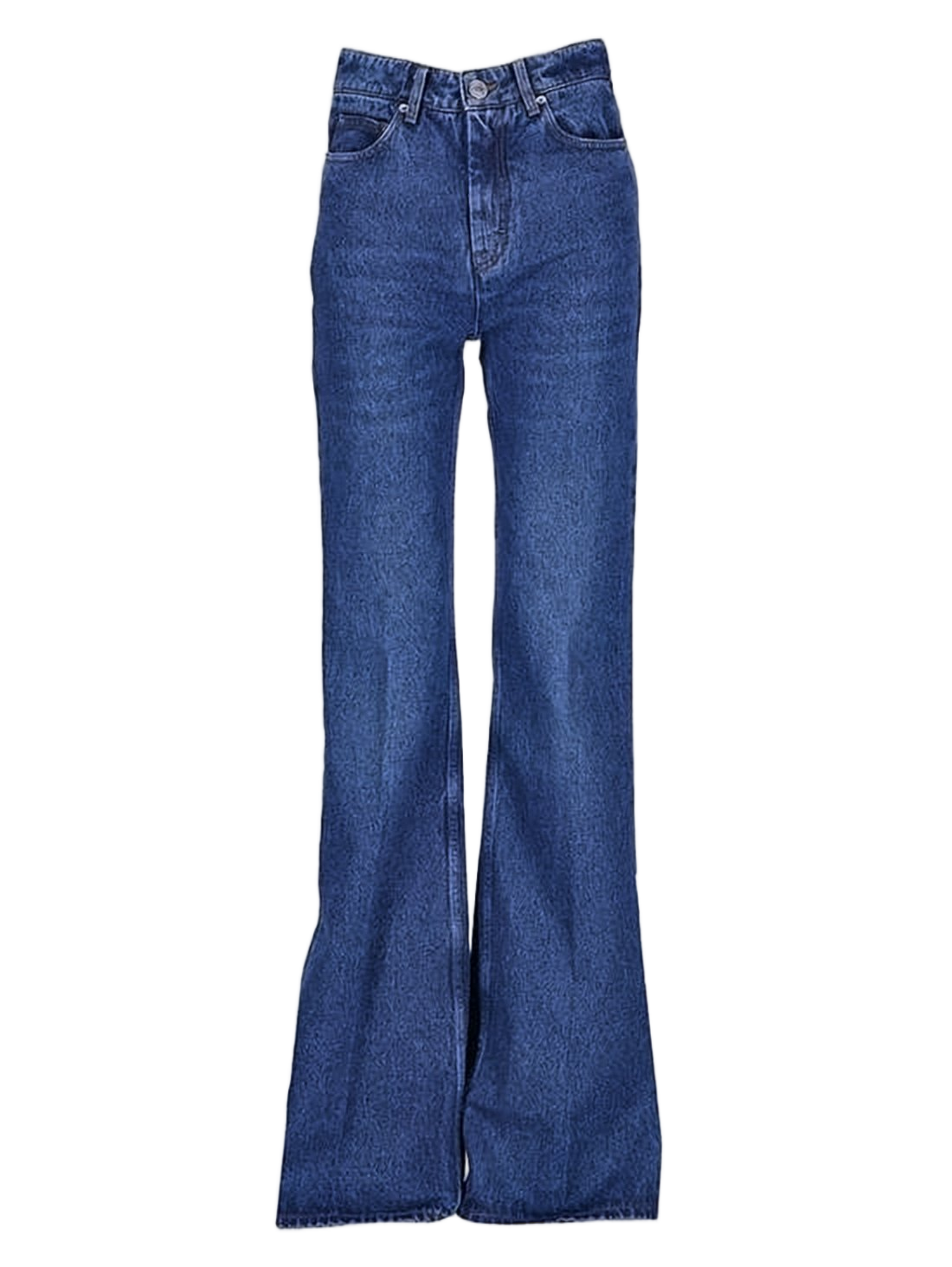 High-Waisted Flared Denim Pants with Classic Five-Pocket Design