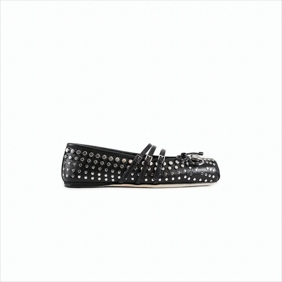 Studded Black Leather Flats