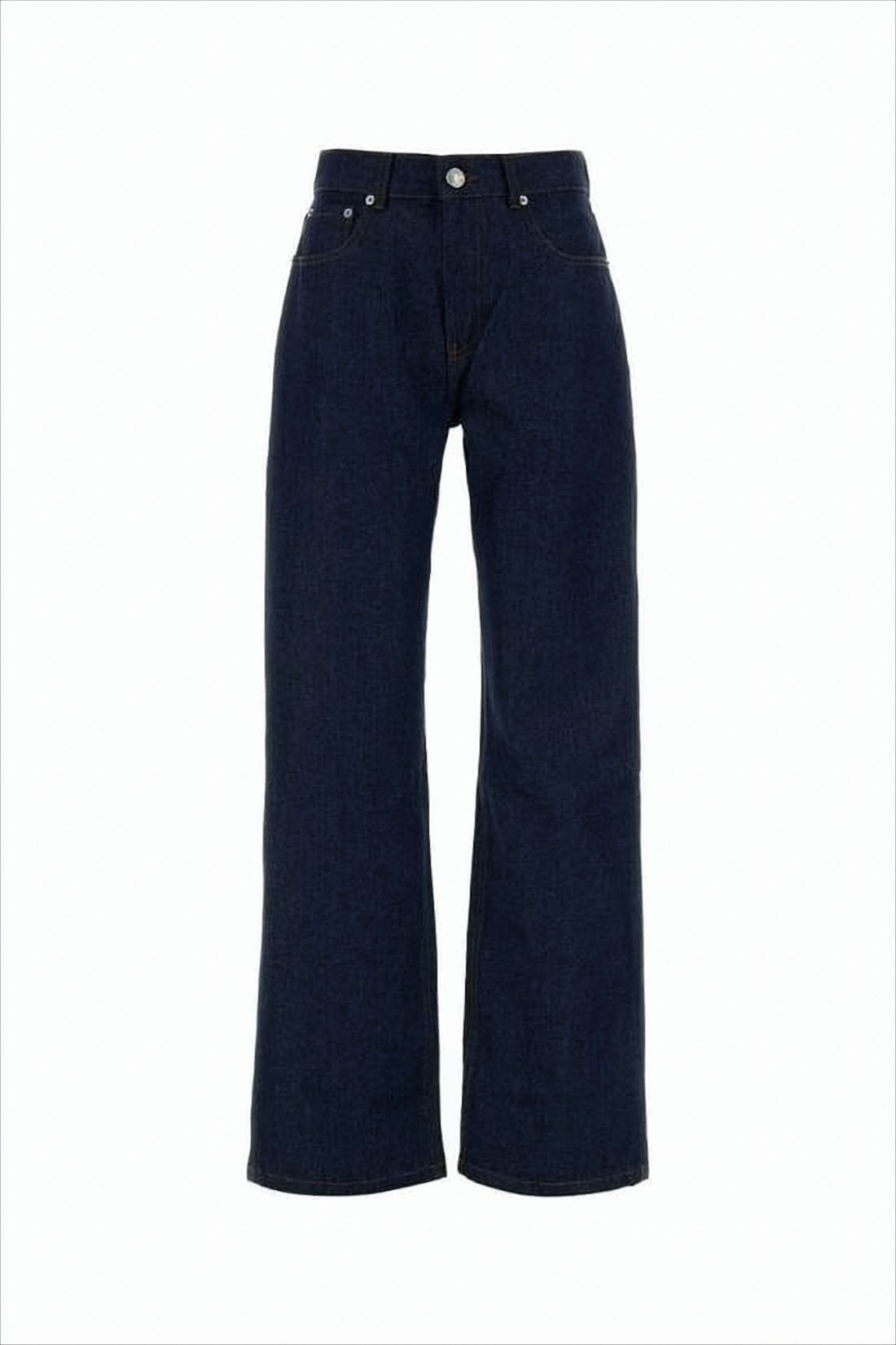 Wide-Leg Denim Pants with High Waist