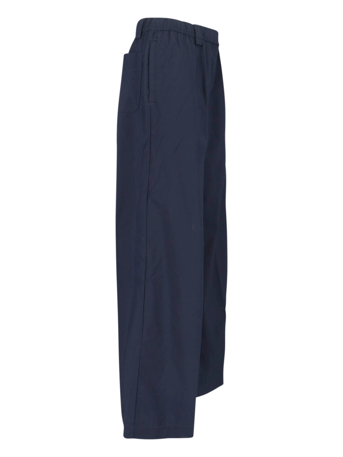 Wide Cotton Blend Trousers – Blue