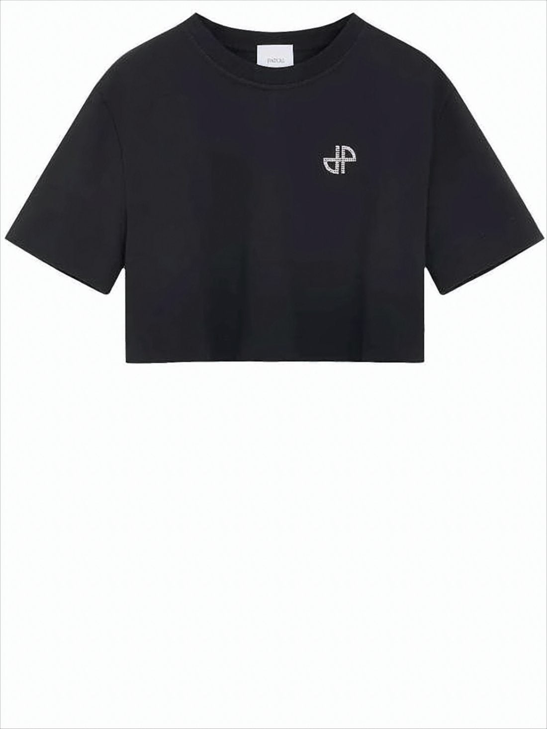Cropped Short-Sleeve T-Shirt With Embellished Logo