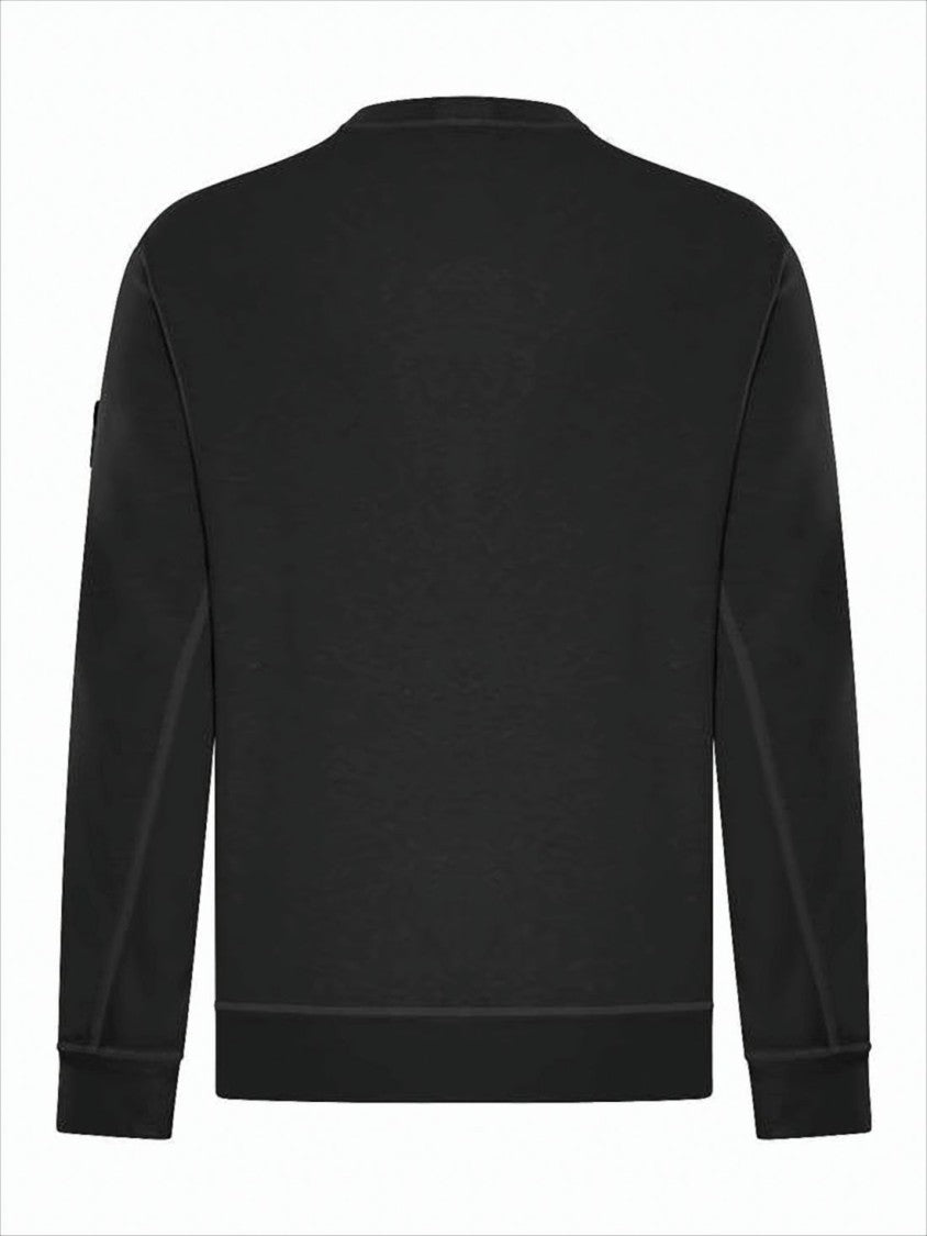 Long-Sleeve Black Crewneck Sweatshirt with Signature Patch