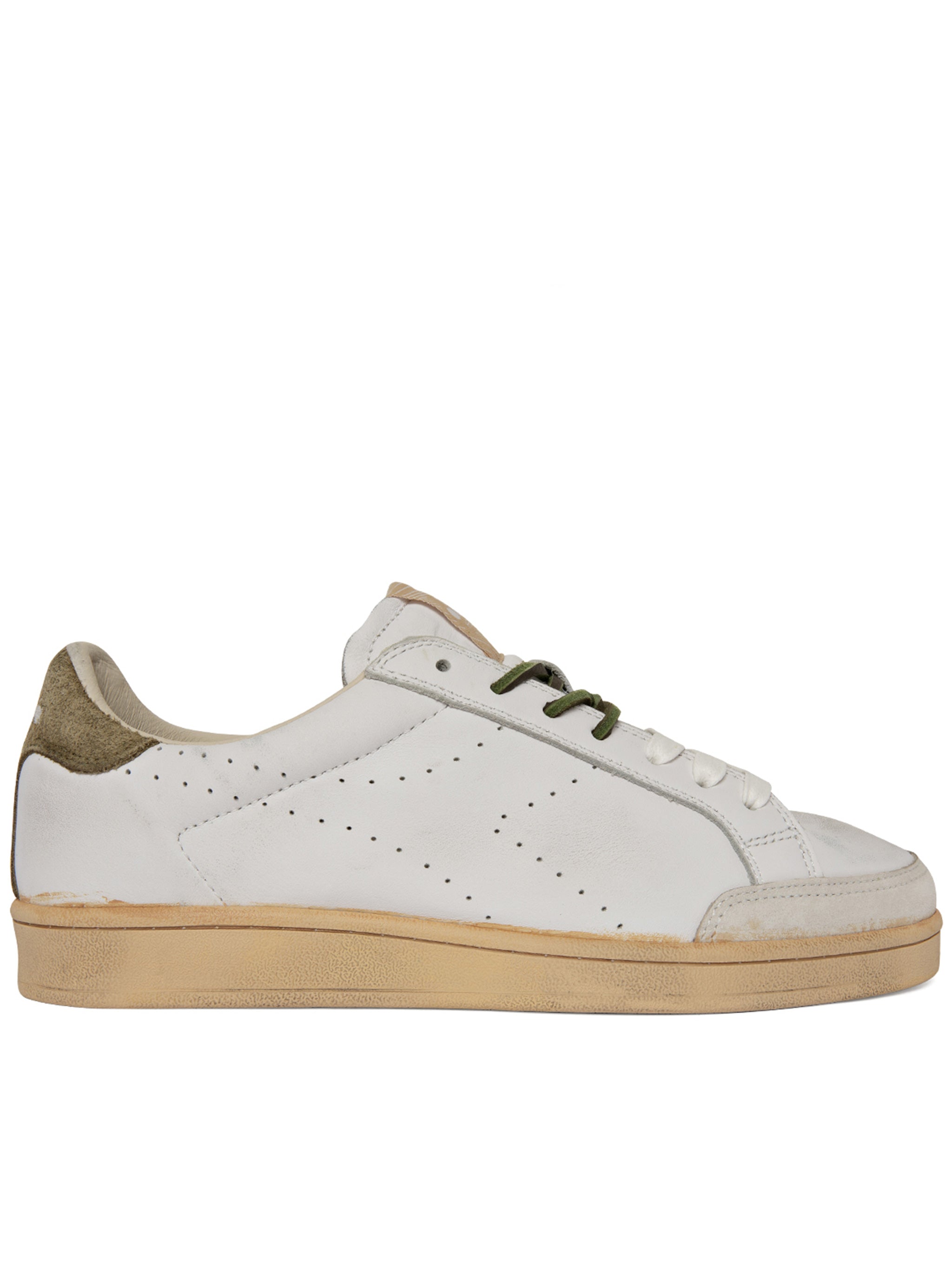 Prestige Plain White Olive Accent Sneakers