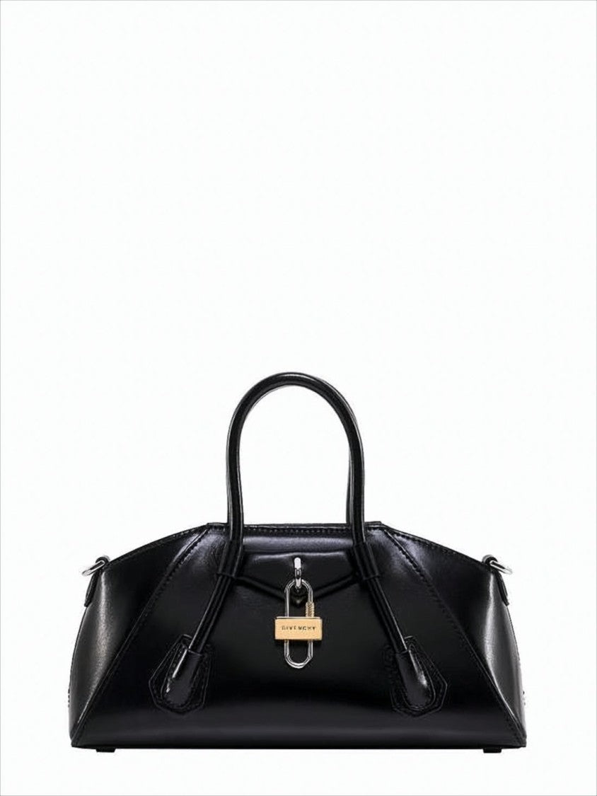 Sleek Structured Tote Bag with Silver-tone Lock Detail