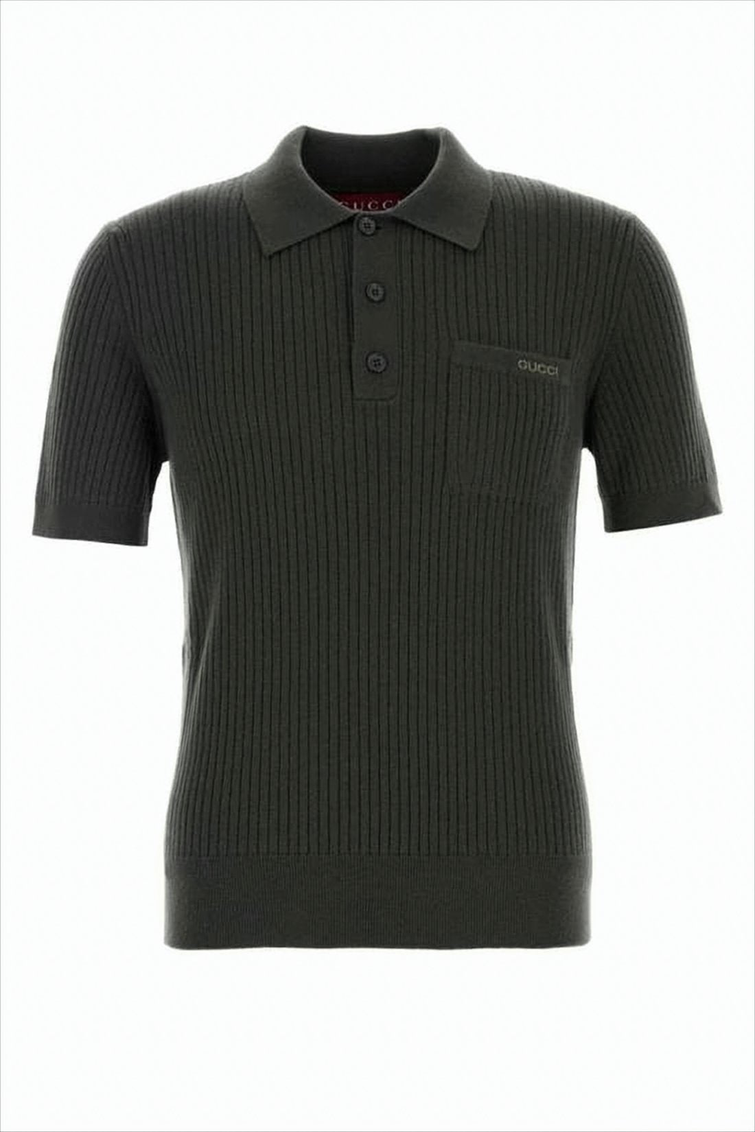 Ribbed Knit Polo Shirt with Classic Collar