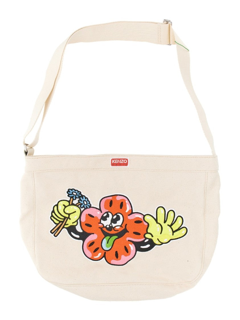 Shoulder Bag With Playful Embroidery Design