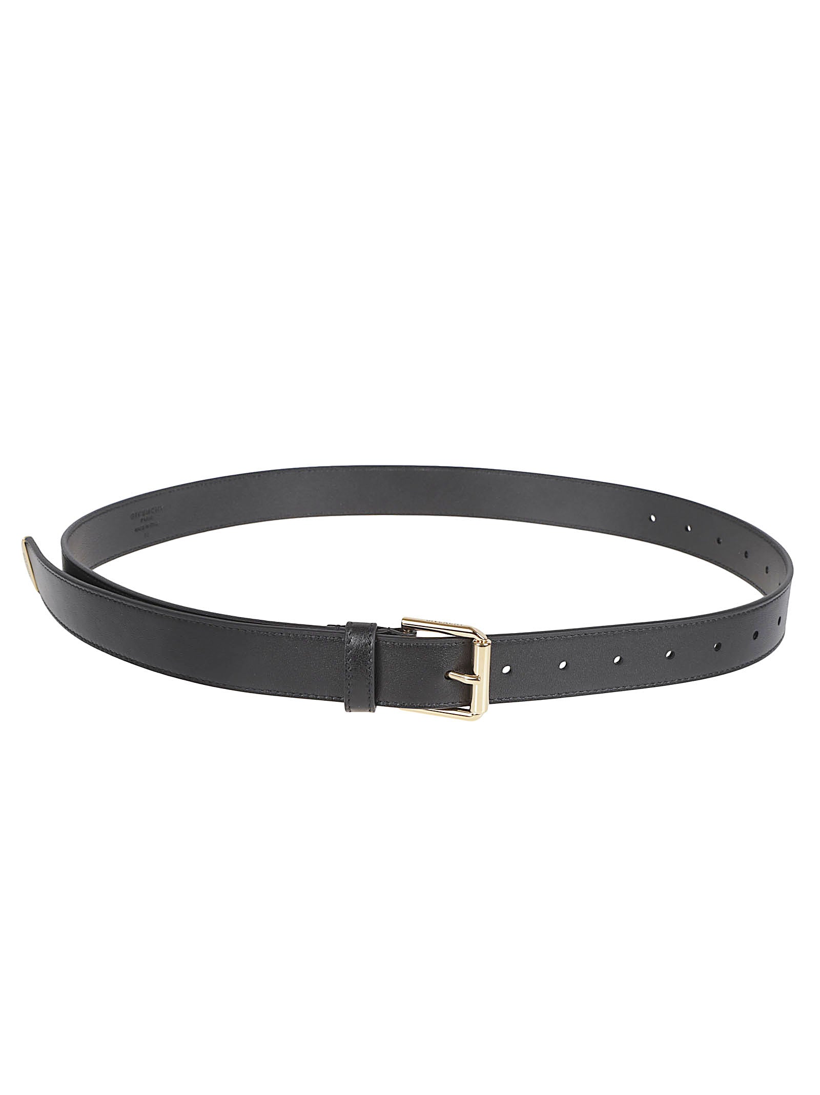 Adjustable Black Calf Leather Belt with Polished Buckle