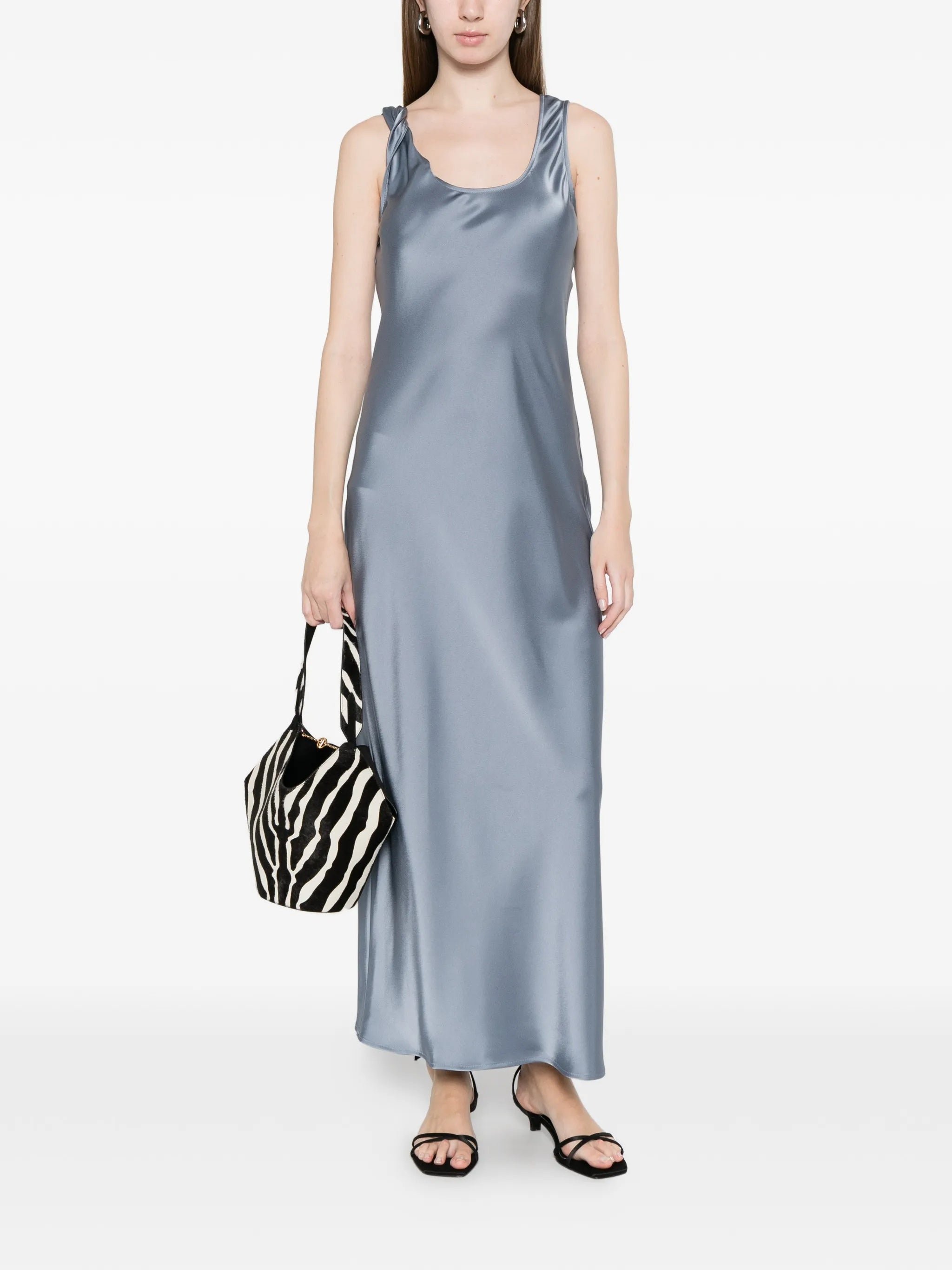 Blue Mmlovale Satin-Finish Sleeveless Maxi Dress