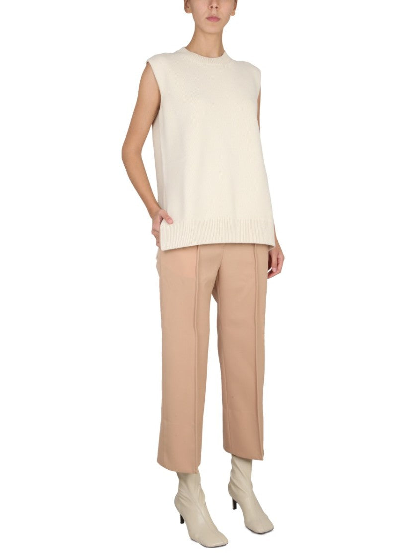 Relaxed Fit Crew-Neck Wool Vest