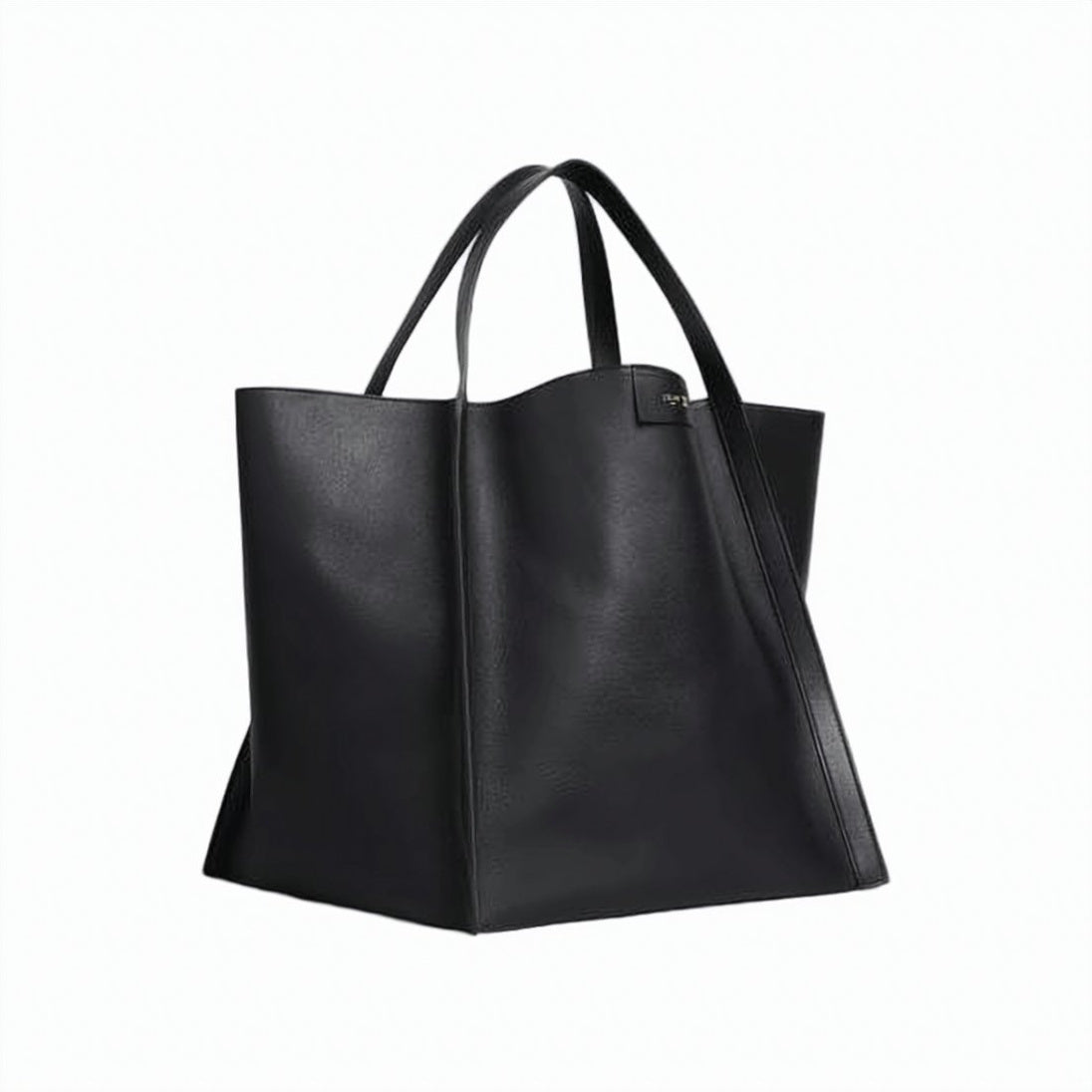 Black Calf Leather and Canvas Shoulder Bag