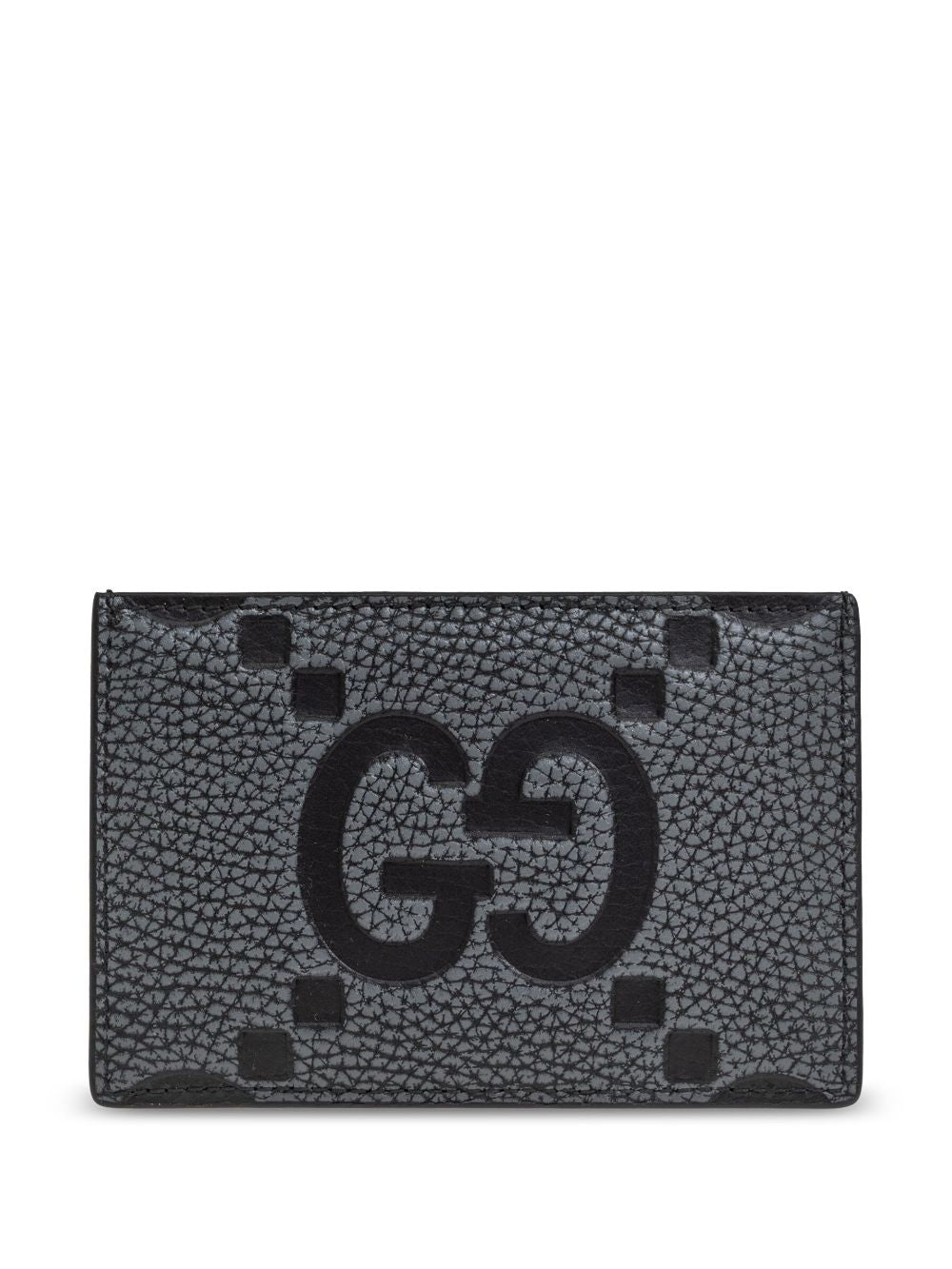 Two-Tone Grey Gg Cardholder With Stitched Edge