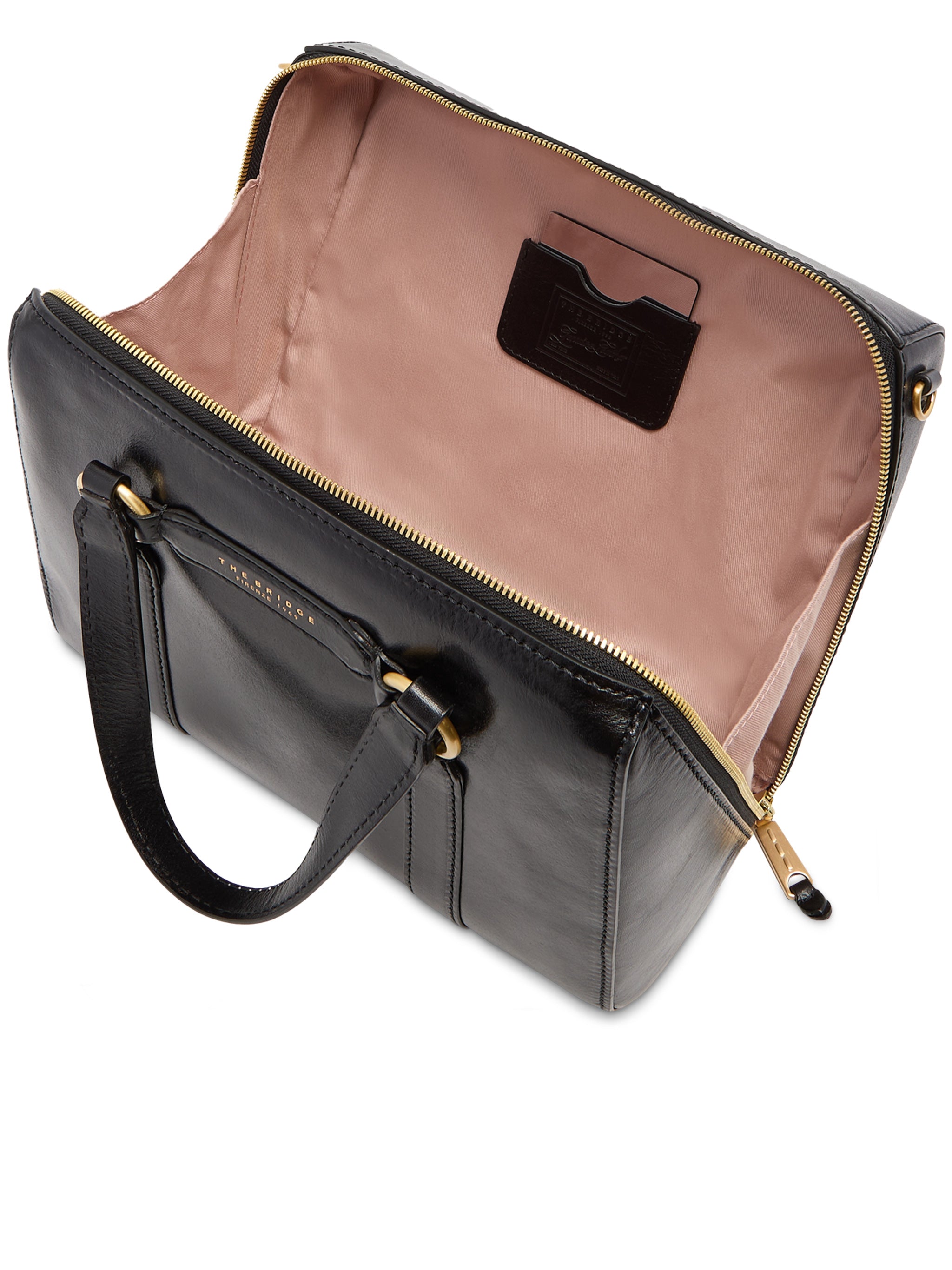 Black Handbag W/Shoulder Glossy Leather Handbag