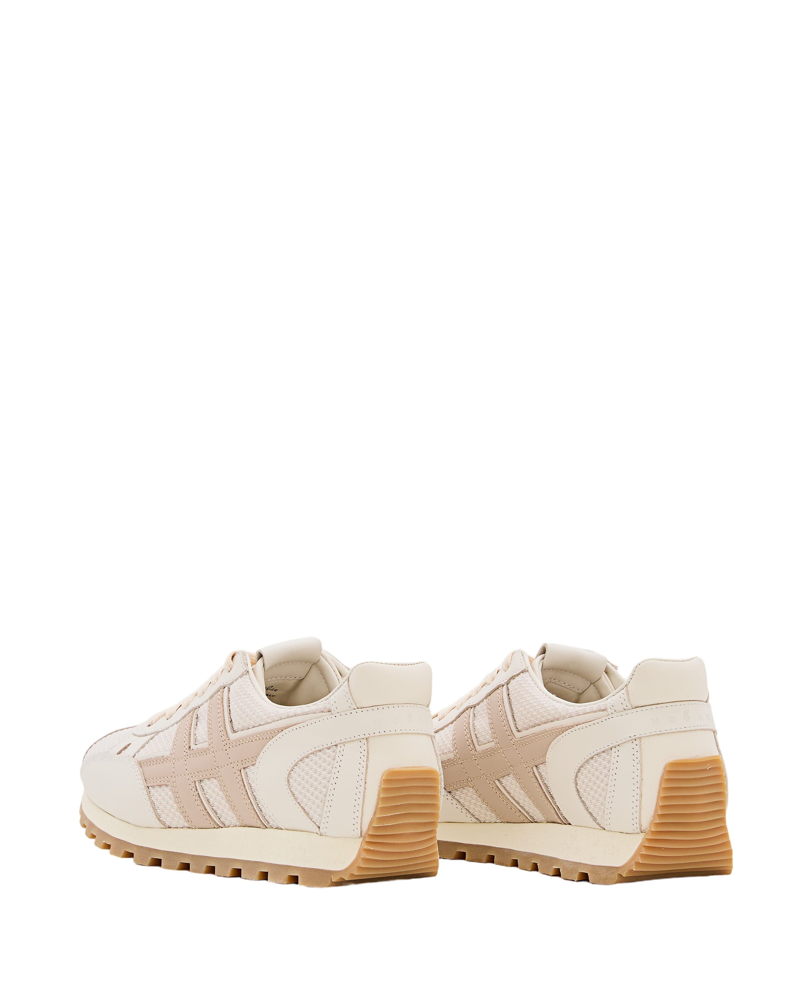 Textured White Sneakers With Elevated Sole