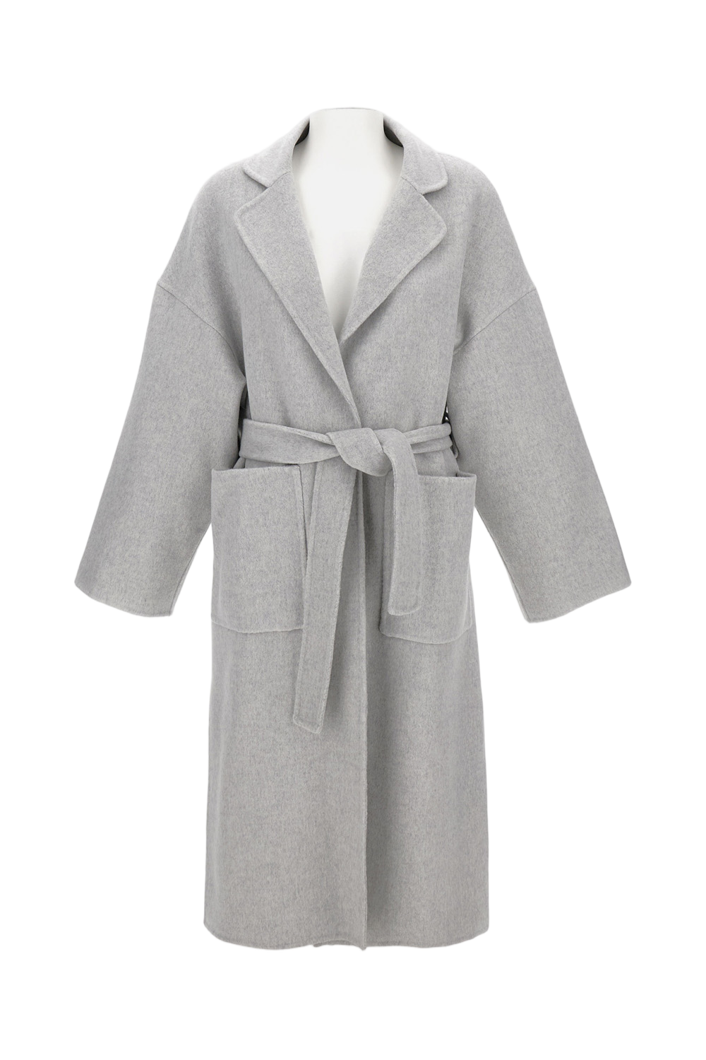 Long Wool Blend Coat with Relaxed Fit