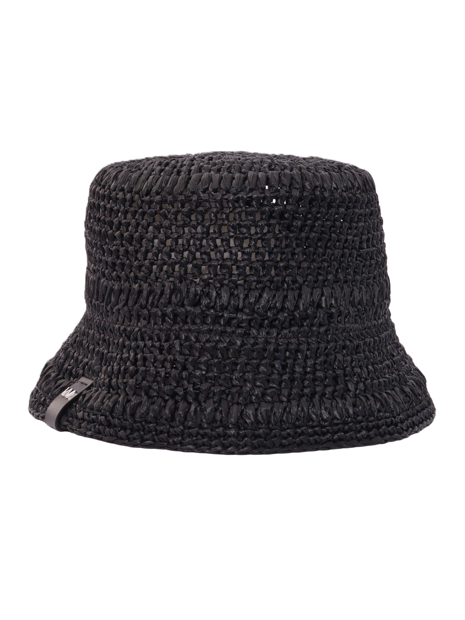 Woven Black Bucket Hat with Textured Braided Design