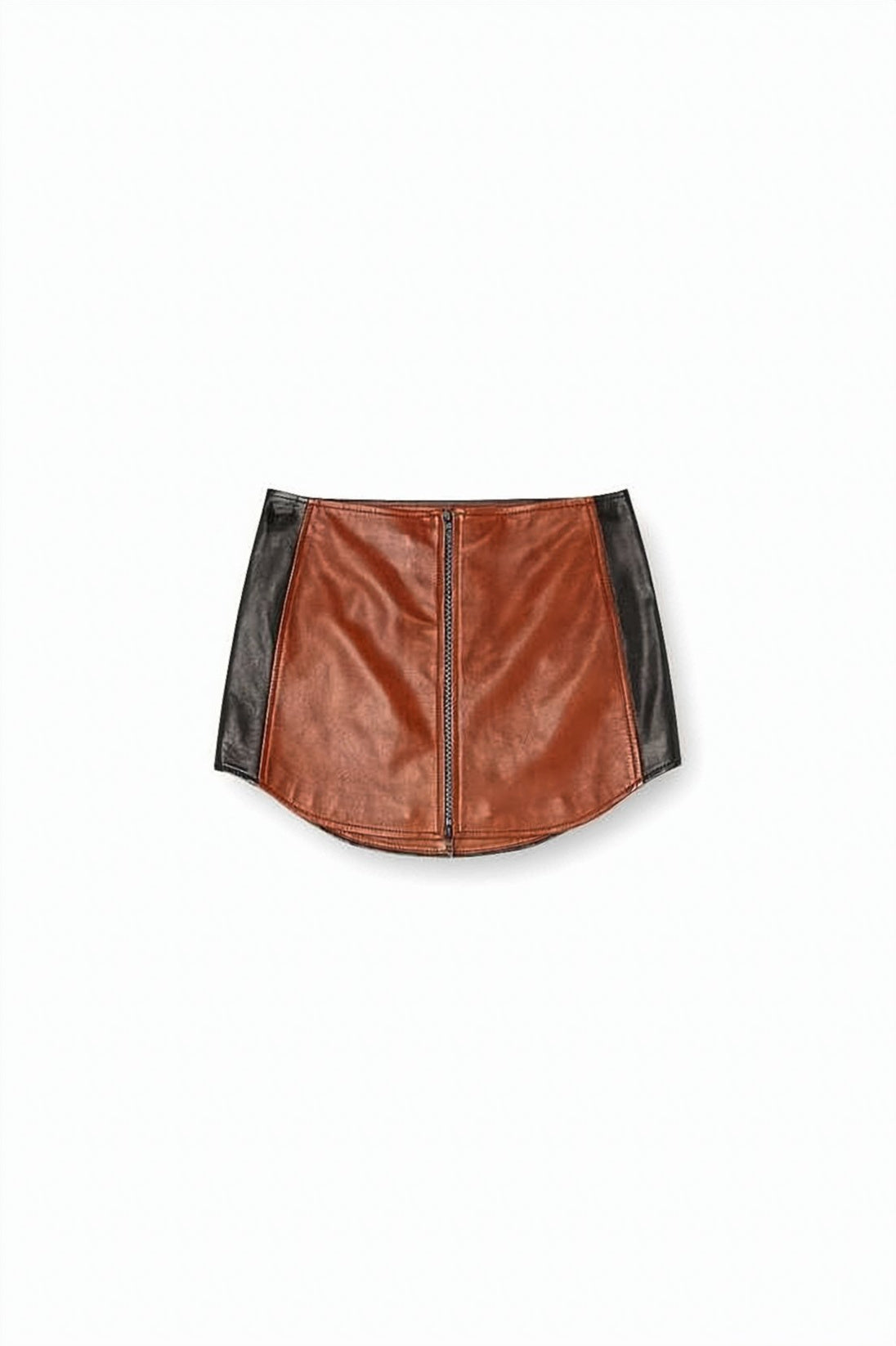 Two-Tone Lambskin Mini Skirt