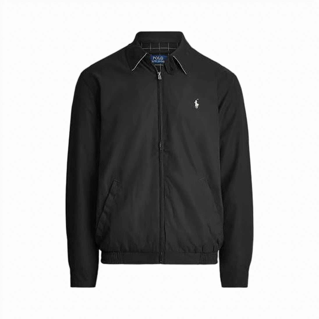 Minimalist Black Zip-Up Jacket with Pointed Collar