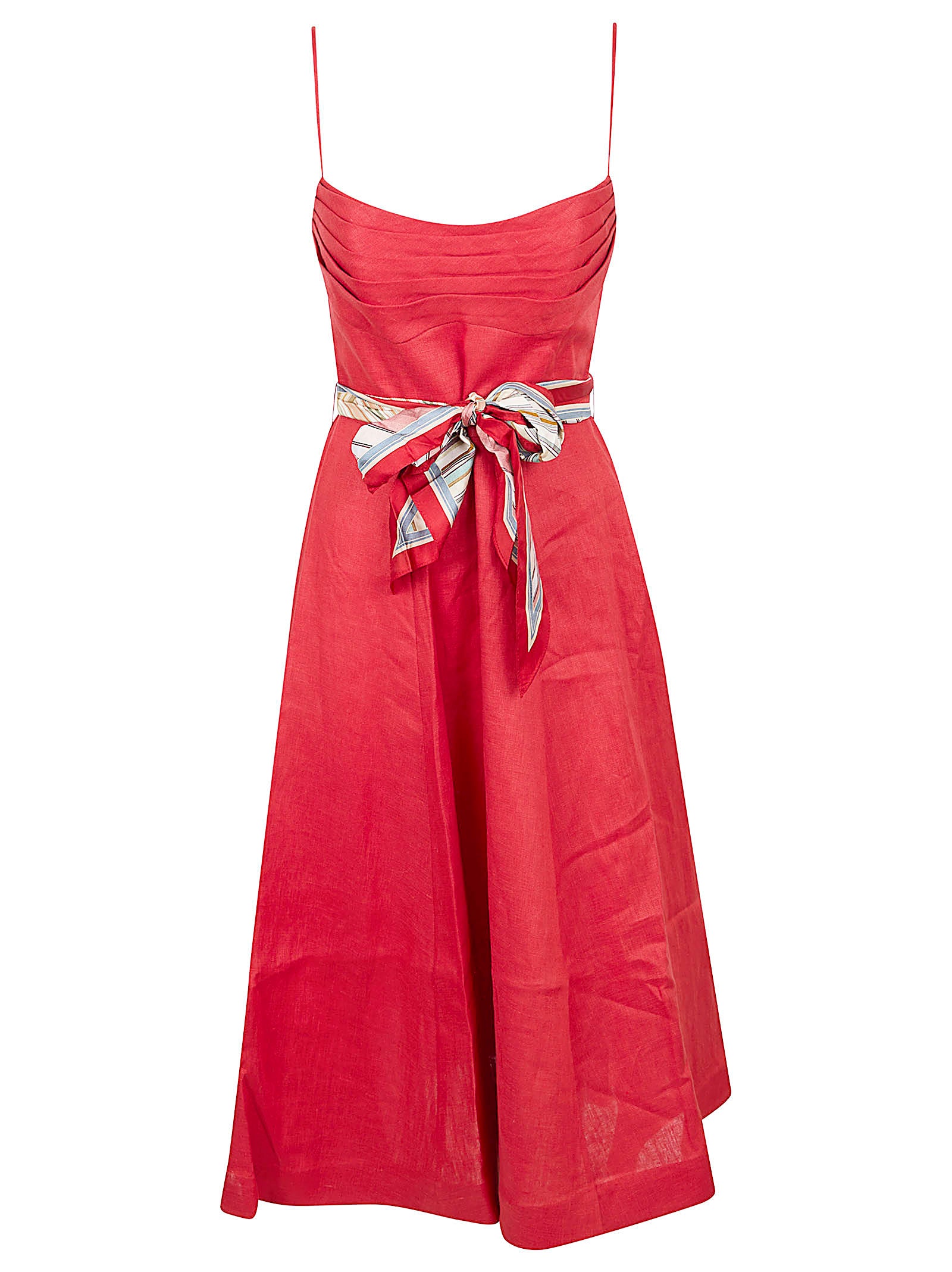 Linen Midi Dress with Adjustable Shoulder Straps