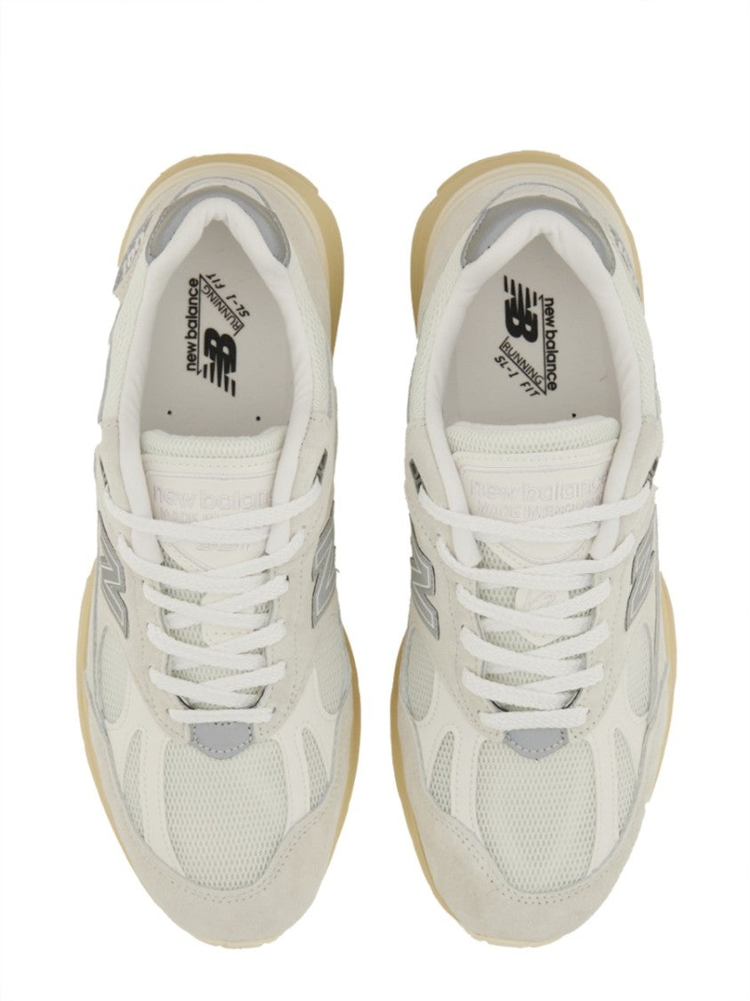 Sporty Pigskin And Mesh Sneakers With Cushioned Sole