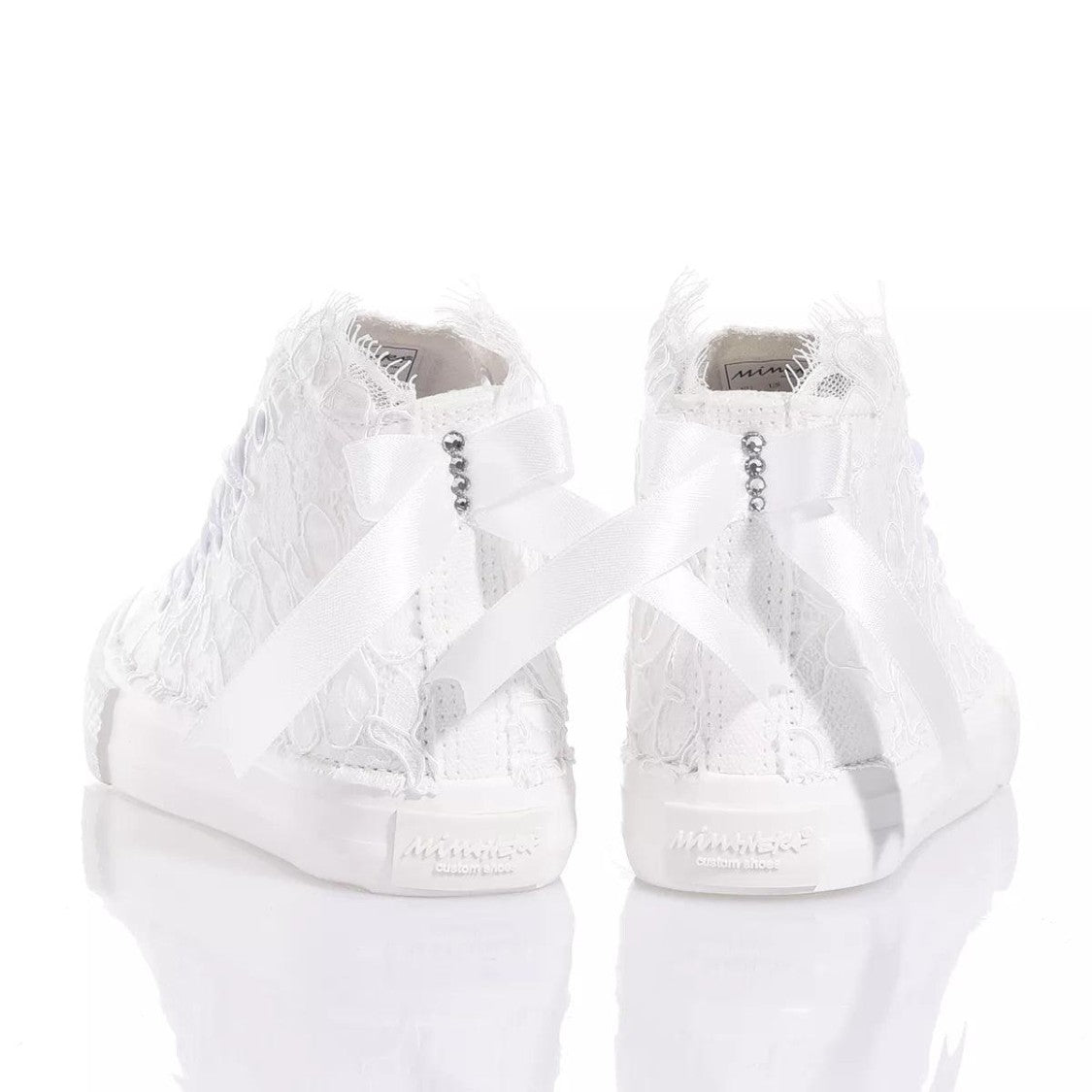 High-Top Canvas Sneakers With Embroidered Lace
