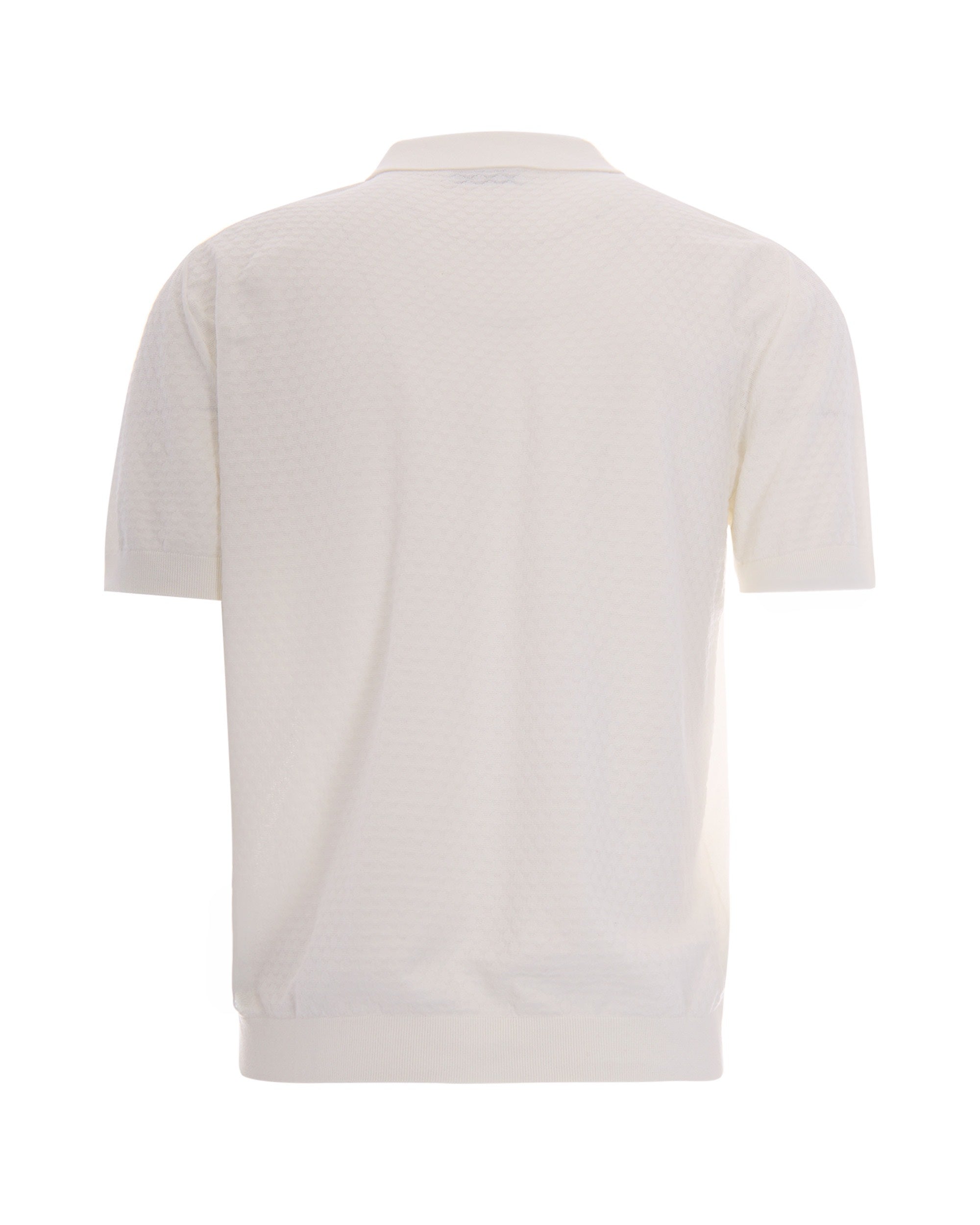White Knit Polo Shirt