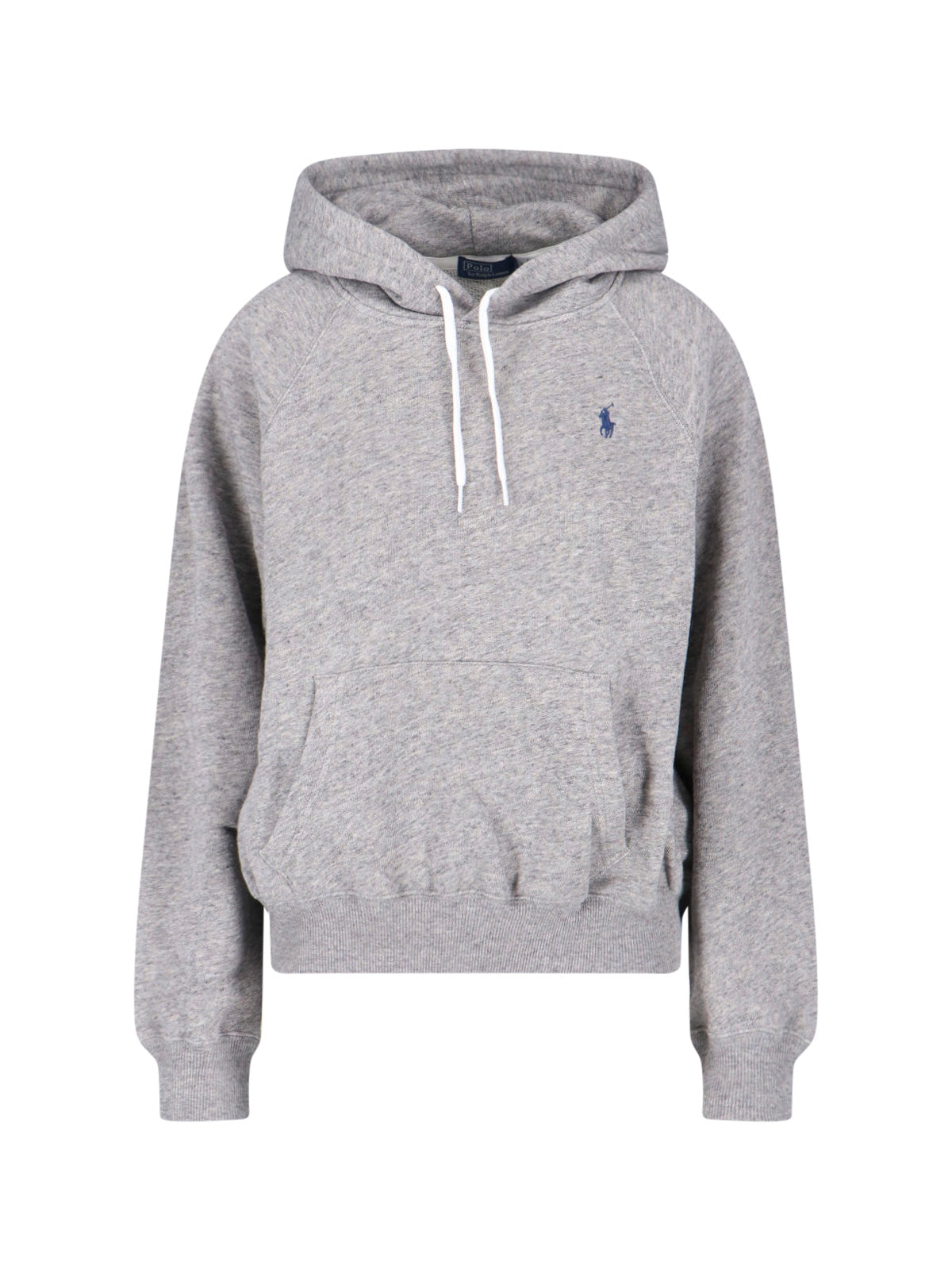 Grey Embroidered Logo Cotton Hoodie